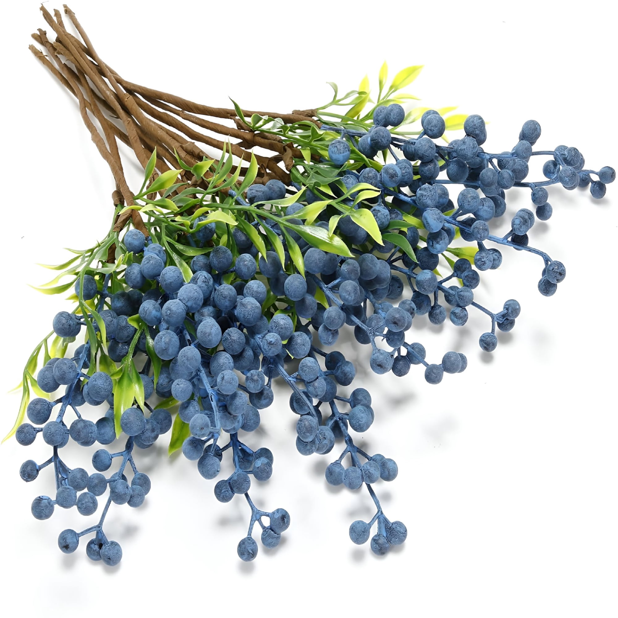 TUWAFE 12 Pack Artificial Blue Berry Stems Fake Blueberries Picks,Artificial Flowers Decorative Stickers,Faux Blueberry Accessories for Party Wedding Decoration Home (13.7 Inch)
