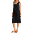 thumbnail image 4 of INSPIRE CHIC Pleated Dress for Women's Summer Casual 2025 Sleeveless Midi Swing Tank Sundress V Neck Dresses XL Black, 4 of 6