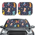 thumbnail image 6 of Lsque Cartoon Dinosaur Scooter Sport Blue 2 PCS Windshield Sun Shade | CarFoldable Window Covers | Car Accessories Reflect UV for Universal Cars SUV Truck | Medium, 6 of 7