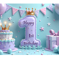 thumbnail image 4 of Crown Decoration First Birthday Banner Decorative Balloons Cake Elements Pastel Colors For Baby Celebration Indoor Event Kids Party, 4 of 8