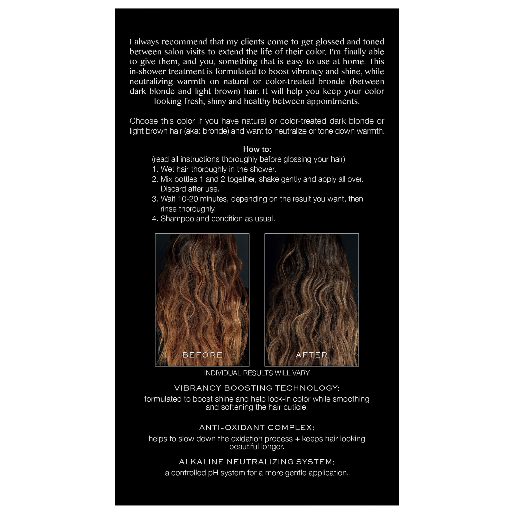 Kristin Ess Hair Gloss in Smoky Topaz, Medium Neutral Blonde - 4 Week Semi Permanent Hair Color for Women - Shine - Hair Dye Glaze