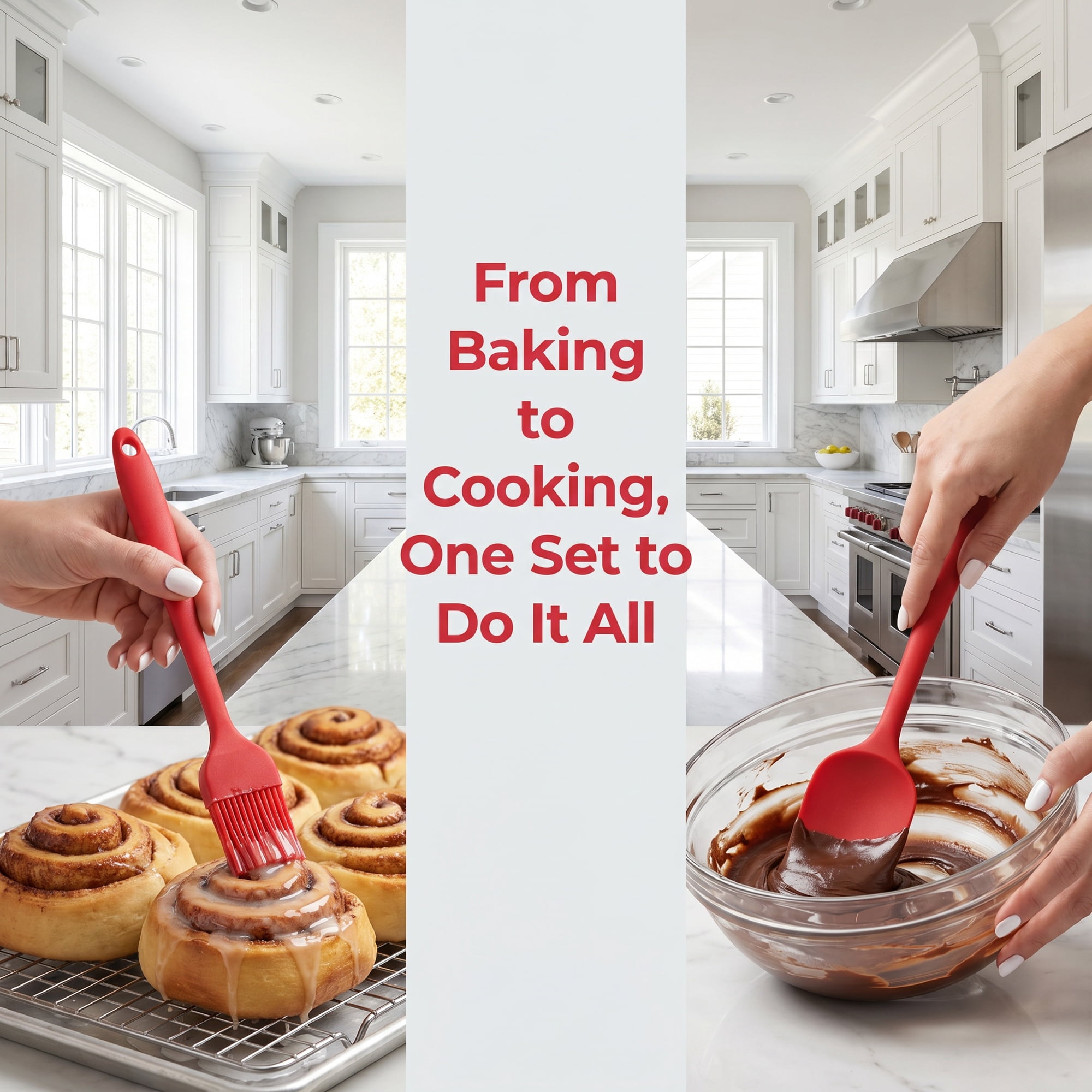 Unique Bargains 6Pcs Heat-Resistant Dishwasher Safe Kitchen Utensils Red