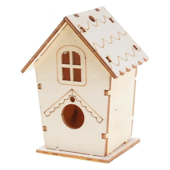 Giaone Natural Wooden Bird House Nest for Creative DIY Handmade Crafts Decorative Simulated Box for Bluebird Finch Wren Chickadee