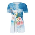 thumbnail image 5 of Otvok Women's Henley Button Blouses Short Sleeve Floral Print V Neck Pleated Outdoor Casual Tunic Tops, 5 of 7