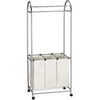 Household Essentials Laundry Center With 3 Canvas Bags, Satin Silver