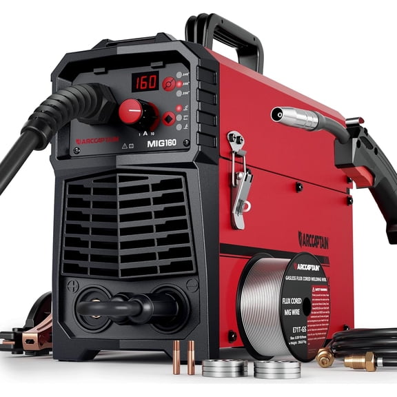 ARCCAPTAIN MIG Welder, 110/220V , 160A 4-in-1 Gas/Gasless MIG/Lift TIG/Stick, Synergy Control for Beginners, IGBT Inverter Portable