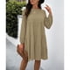 thumbnail image 3 of Vestido De Mujer, Vestido Midi De Poliéster Con Cuello Redondo De Color Puro Para Lavar A Máquina Para El Hogar, 3 of 6