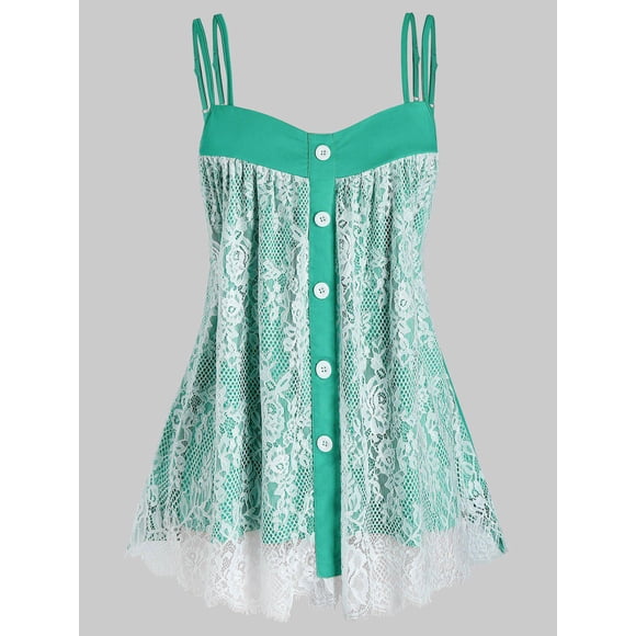 Tamaño más capas de encaje floral sin mangas Rosegal Camisetas sin mangas de talla grande