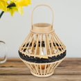 thumbnail image 2 of Linterna vintage,Pantalla de lámpara de farol de bambú tejida a mano rústica,Pantalla de lámpara con asa Vintage Lantern Home,Lámpara romántica al aire libre Jaula Linterna de Estilo B, 2 of 7