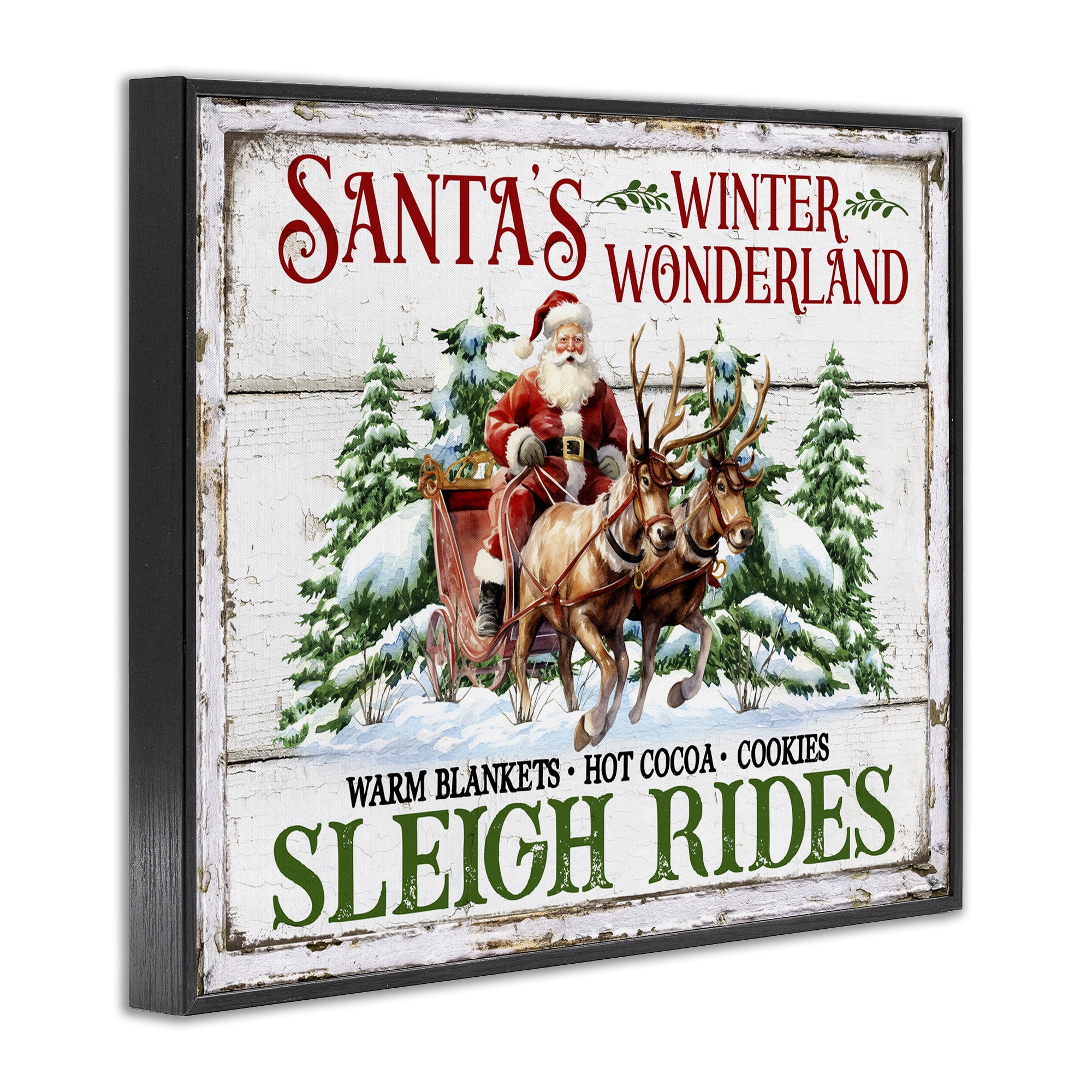 Stupell Industries Winter Wonderland Sleigh Rides Holiday Painting Black Framed Art Prints Wall Art, 20 x 16