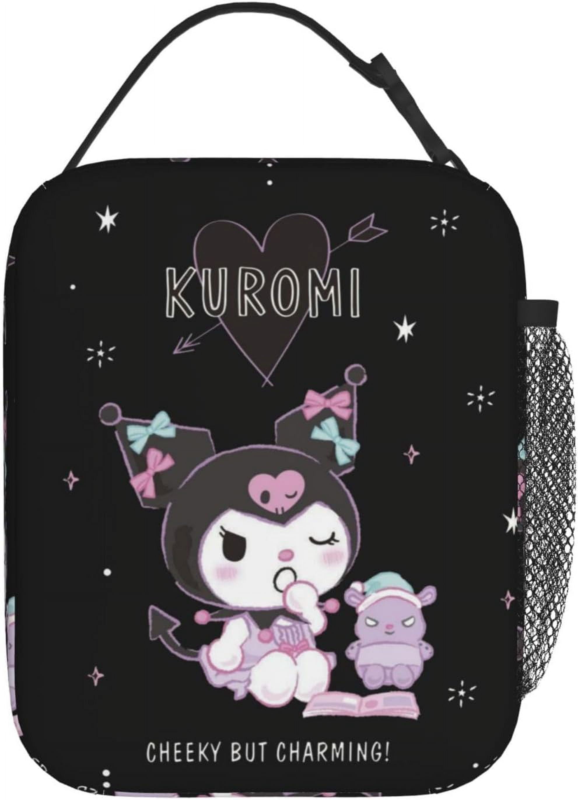 Kuromi Reusable Cute Cartoon Black Cat Lunch Bag Insulated Office Outdoor Portable Lunch Box (Heiku-17)