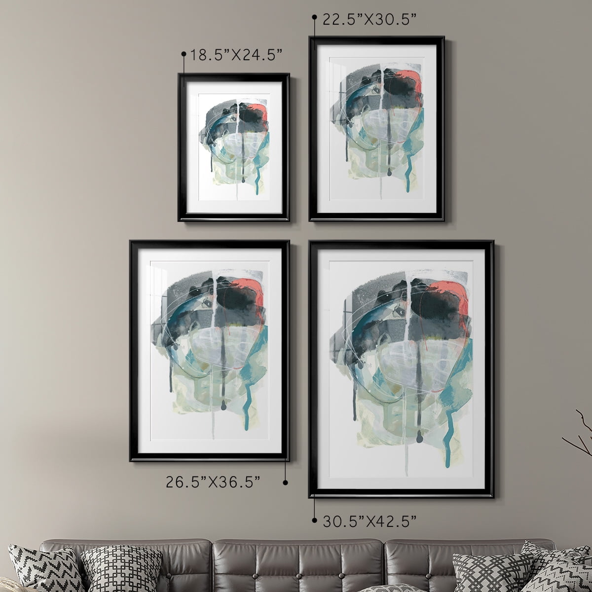 Wexford Home Stone Aperture III Premium Framed Print, 30.5" x 42.5" - Ready to Hang, Black (Set of 2)