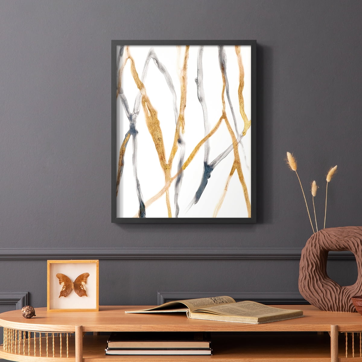 Runnel X Framed Print in Black Solid Wood Framed Print No Nail Hanging
