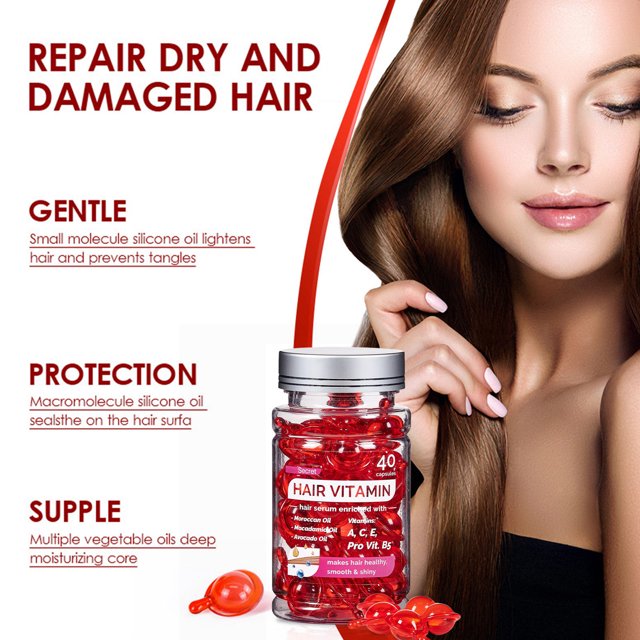 Xihbxyly Ofertas para mujeres Cápsulas de aceite para cuidado del cabello marroquí - 1 g - 40 cápsulas Suero capilar antifrizz - 40 ml