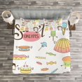 thumbnail image 3 of Ambesonne Saying Quilted Bedspread Set 3 Pcs, Vintage Kawaii Food Pattern, King Size, Multicolor, 3 of 3
