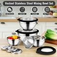 thumbnail image 4 of Vesteel Mixing Bowls with Lids Set of 5, Stainless Steel Prep Bowls with Upgraded Airtight Visible Lid, Metal Nesting Bowl Attach with 3 Graters for Kitchen Grating/ Shredding / Mixing - Black, 4 of 8