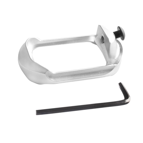 Extensor de agarre Base de caza Almohadilla de aleación de aluminio Adaptador de agarre portátil Reemplazo para GLOCK Magwell G19 G23, Blanco Kearding OD000397-03B