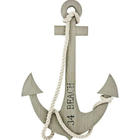 Nagina International Large H60cm Nautical Wooden Anchor with Rope Home Garden Decor