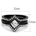 thumbnail image 2 of IP Black(Ion Plating) Stainless Steel Ring with Top Grade Crystal in Clear for Women Clear Stone Color Style TK2185 Size 5, 2 of 4