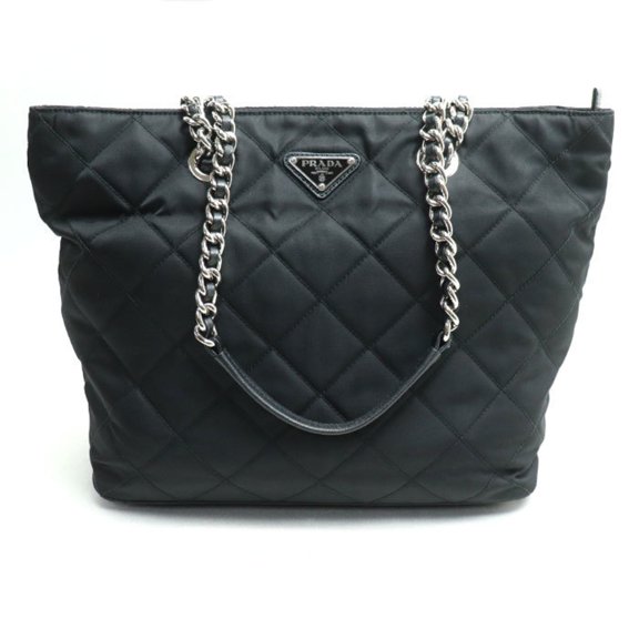 Pre-Owned PRADA Prada Quilted Chain Tote Bag Black 1BG017 Women's