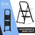 thumbnail image 2 of 2-Step Ladder with Wide Anti-Slip Platform & Thick Rubber Feet | Heavy Duty Foldable & Portable | 330 lbs Capacity, Steel Frame, Rubber Handgrip, Folding Step Stool, 2 of 6
