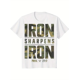 thumbnail image 1 of CMBT Men's oversized 100% Cotton Graphic T-Shirt - "iRoN SHaRPeNS iRoN" & Proverbs 27:17 Bible Verse Design, Geometric Print Casual Streetwear Tee, Breathable Summer Top, Machine Washable, Summer, 1 of 6
