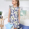 thumbnail image 4 of Balery Blue Flax Flowers Camisón de princesa para niñas, pijama de algodón con mangas abullonadas, suave y bonito.-X-Large, 4 of 6