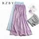 thumbnail image 2 of Pantalones de pierna ancha para mujer, pantalón de seda, holgado, de pierna ancha, hasta el tobillo, informal, con cintura elástica, RZBY110, 2 of 4