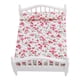 thumbnail image 2 of Mini cama doble con estampado de flores - Muebles de casa de muñecas a escala 1/12, 2 of 10