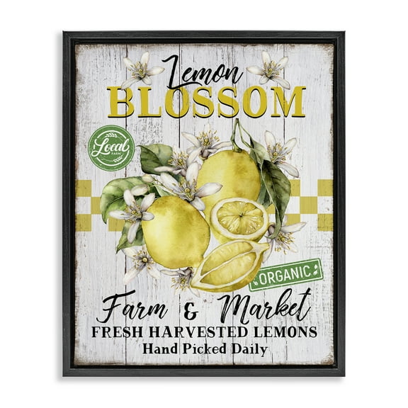 Stupell Industries Lemon Blossom Market Food & Beverage Painting Black Floater Framed Canvas Art Print Wall Art, 17 x 21