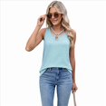 thumbnail image 2 of Chaleco de Corta Holgado de Color Liso con Cuello Redondo para Mujer, y Verano, Azul, Talla L, 2 of 10