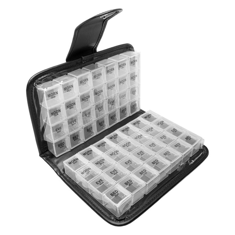 Smart Essentials Floral Pill Case Box, Pill Organizer 14 Day Pill Holder Travel Pill Container & Medication Organizer, Travel Case - 4 Marked