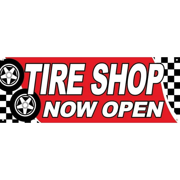 4 Less 18x48 Inch TIRE SHOP NOW OPEN Vinyl Banner Sign With Grommets rb