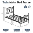 thumbnail image 5 of Twin Size Metal Platform Bed Frame With Butterfly Design Headboard And Footboard, No Box Spring Needed, Easy Assembly, Black, 5 of 8