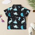 thumbnail image 4 of Baby Boy Outfits Dinosaur Print Lapel Short Sleeve Button Shirt Top And Shorts 2 Piece Everyday Wear Boys' Clothing Sets Size 2-3 Years, 4 of 6