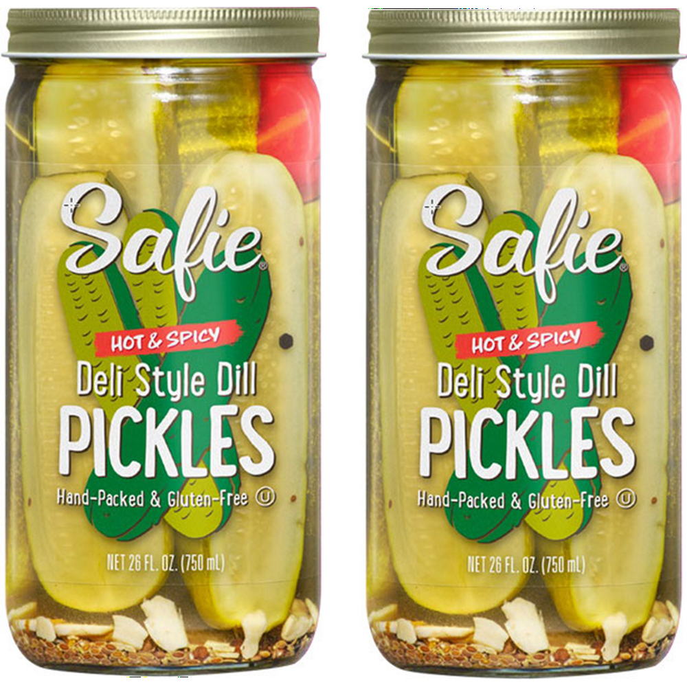 Safie Foods HandPacked Deli Style Hot & Spicy Dill Pickles, 2Pack, 26
