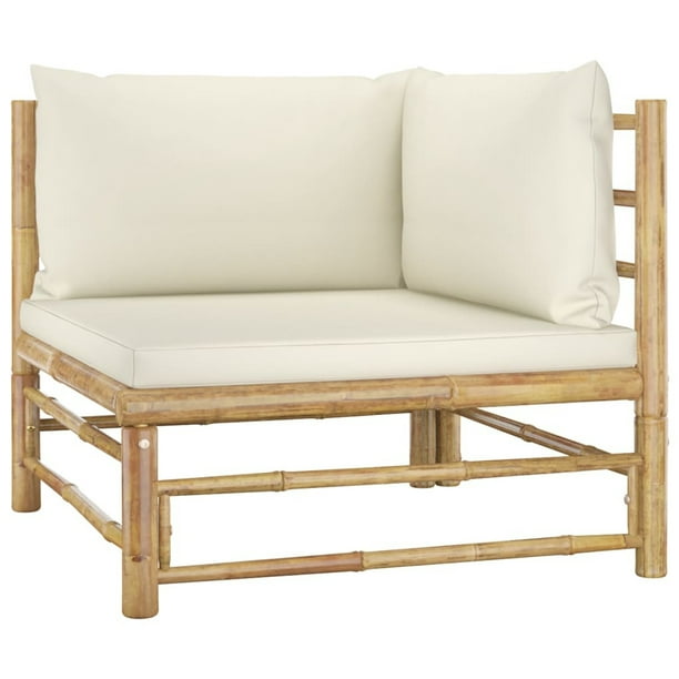 Lixada Garden Corner Sofa With Cream White Cushions Bamboo Com Lixada Garden Corner Sofa With Cream, Bamboo Patio Furniture Cushions