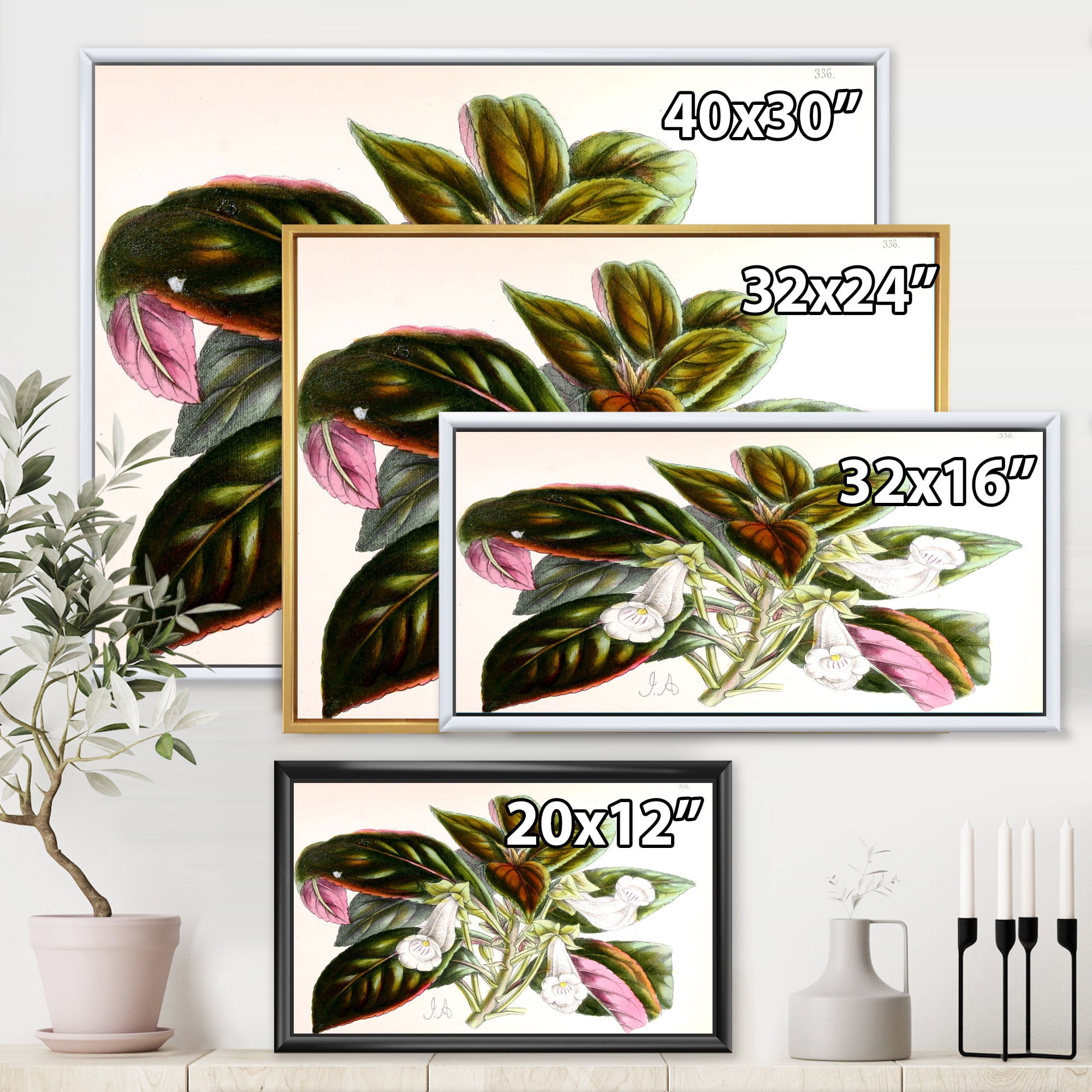 Designart 'Blossoming Vintage Flower V' Traditional Framed Canvas Wall Art Print