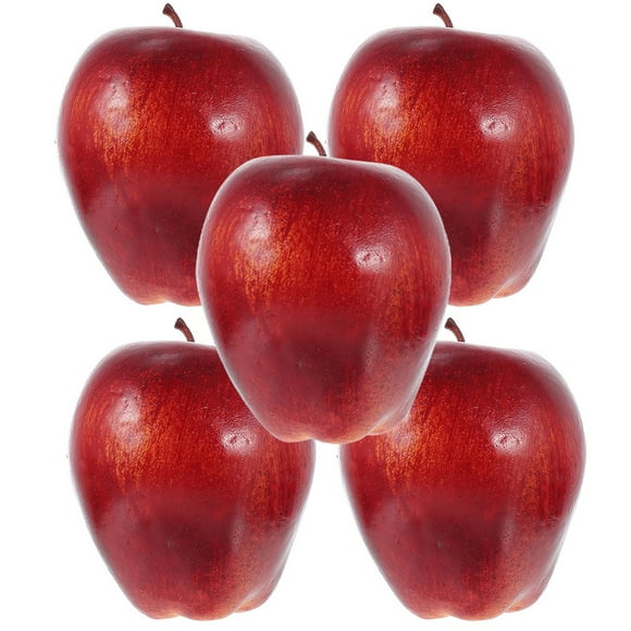5 manzanas Red Delicious artificiales decorativas realistas