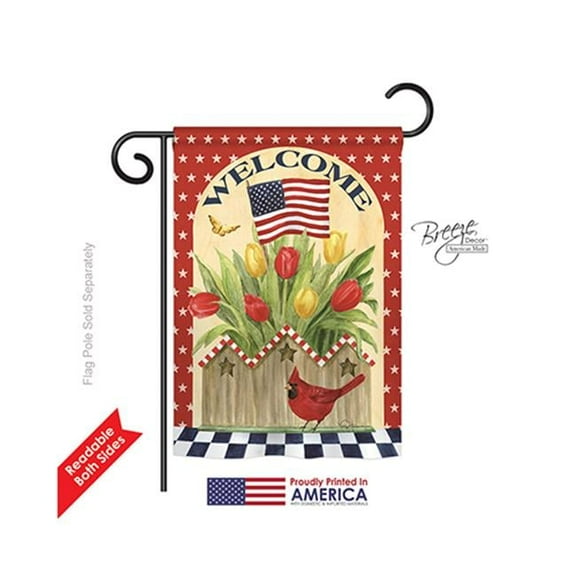 Breeze Decor G161062-BO Patriotic Flowers Americana Impressions Decorative Vertical 13" x 18.5" Double Sided Garden Flag