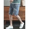 thumbnail image 2 of Pantalones cortos de mezclilla para hombre, rectos, rotos, con bolsillos, pantalones vaqueros cortos para hombre, novedad en oferta, pantalones cortos originales populares de Harajuku, pantalones cort, 2 of 5
