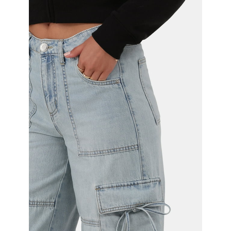 No Boundaries Bow Cargo Jeans, 30.5” Inseam, Women's and