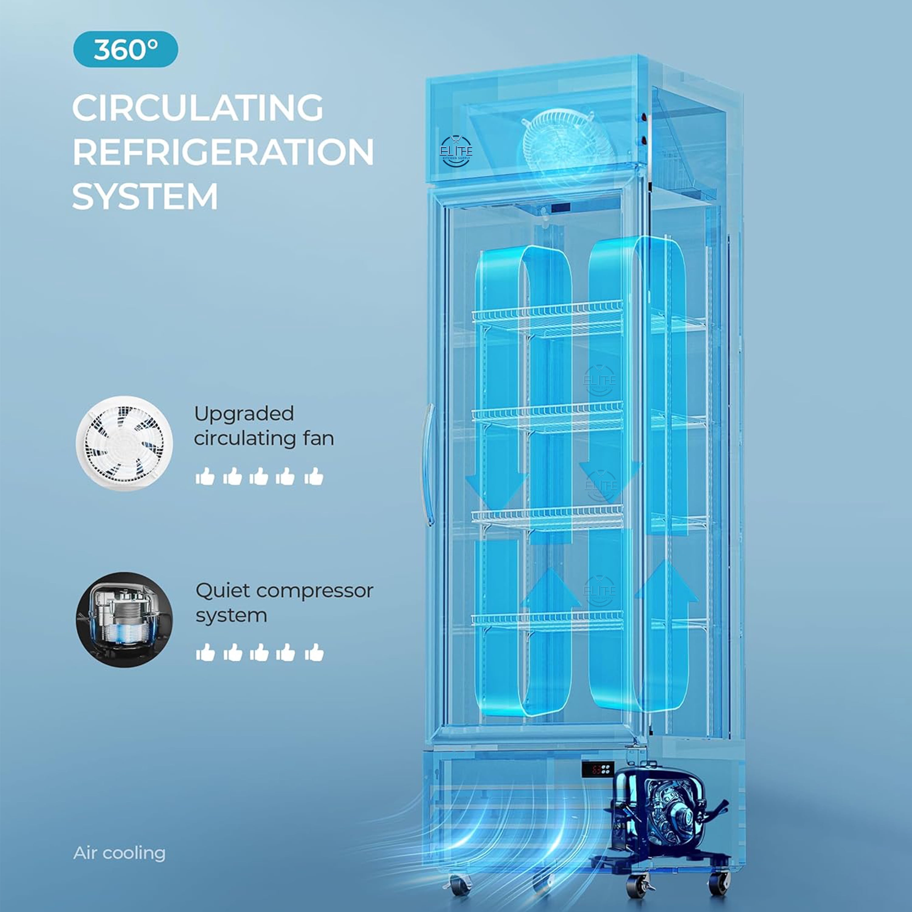 NSF 25-Inch Single Glass-Door Merchandiser Refrigerator 15 Cu.Ft. Beverage Display Cooler
