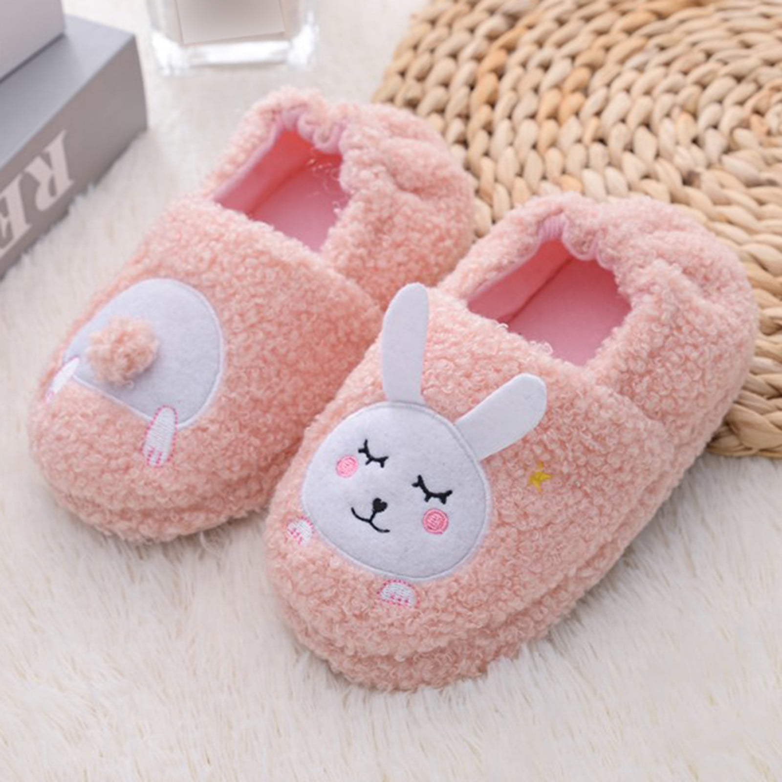 Toddler Infant Kids Baby Warm Shoes Boys Girls Cartoon Soft-Soled Slippers 
