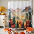 thumbnail image 3 of Shower Curtains Sets for Bathroom Decor Autumn Forest Orange Leaves Waterproof Bathroom Curtain with Hooks, Mountains Nature Landscape for Bathroom Decor,72x72IN, 3 of 6