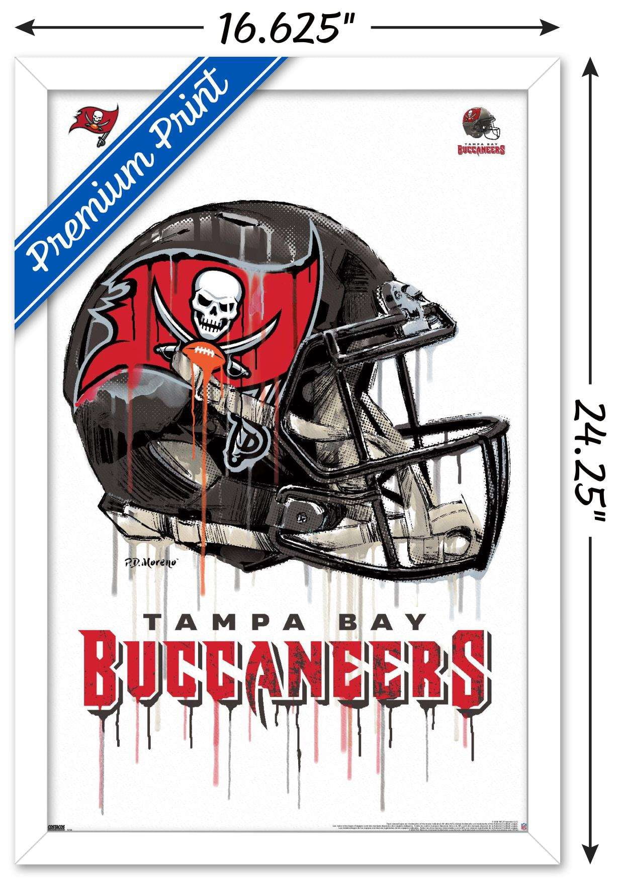 NFL Tampa Bay Buccaneers - Drip Helmet 20 Wall Poster, 14.725" x 22.375", Framed