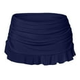 thumbnail image 5 of Povozer Women's Low Waisted Ruched Ruffle Mini Swim Skirts Bikini Bottoms Tummy Control Swimsuit(Dark Blue,M), 5 of 5