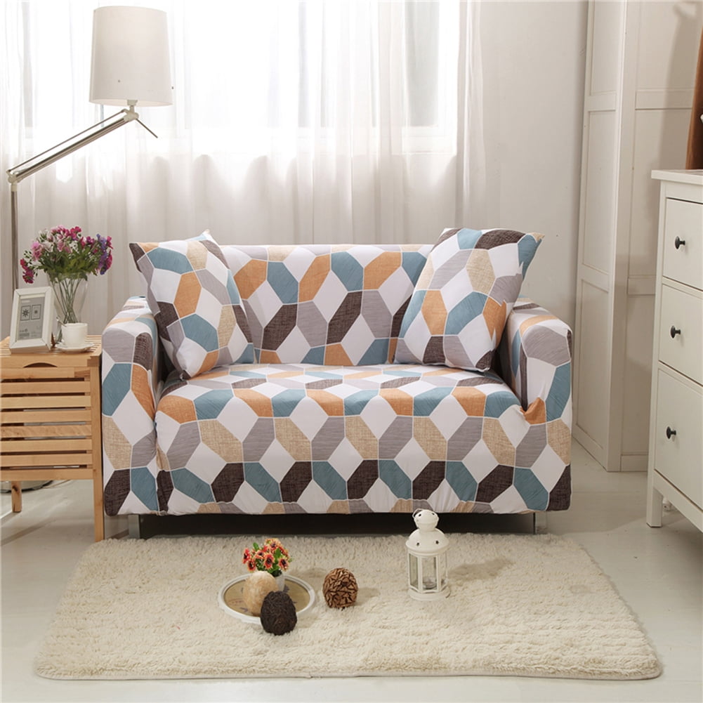 1 2 3 4 Seater Printed Sofa Cover Couch Slipcover, Elastic Stretch Armchair / Loveseat / Couch Sectional Sofa Slipcover Furniture with 1 Pillowcase Protector Dog Pet