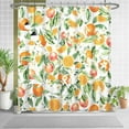 thumbnail image 3 of Orange Shower Curtain, Summer Fruits Shower Curtain for Bathroom Waterproof Fabric Green Leaves Shower Curtain Set with Hooks, 72x84 Inch, 3 of 6