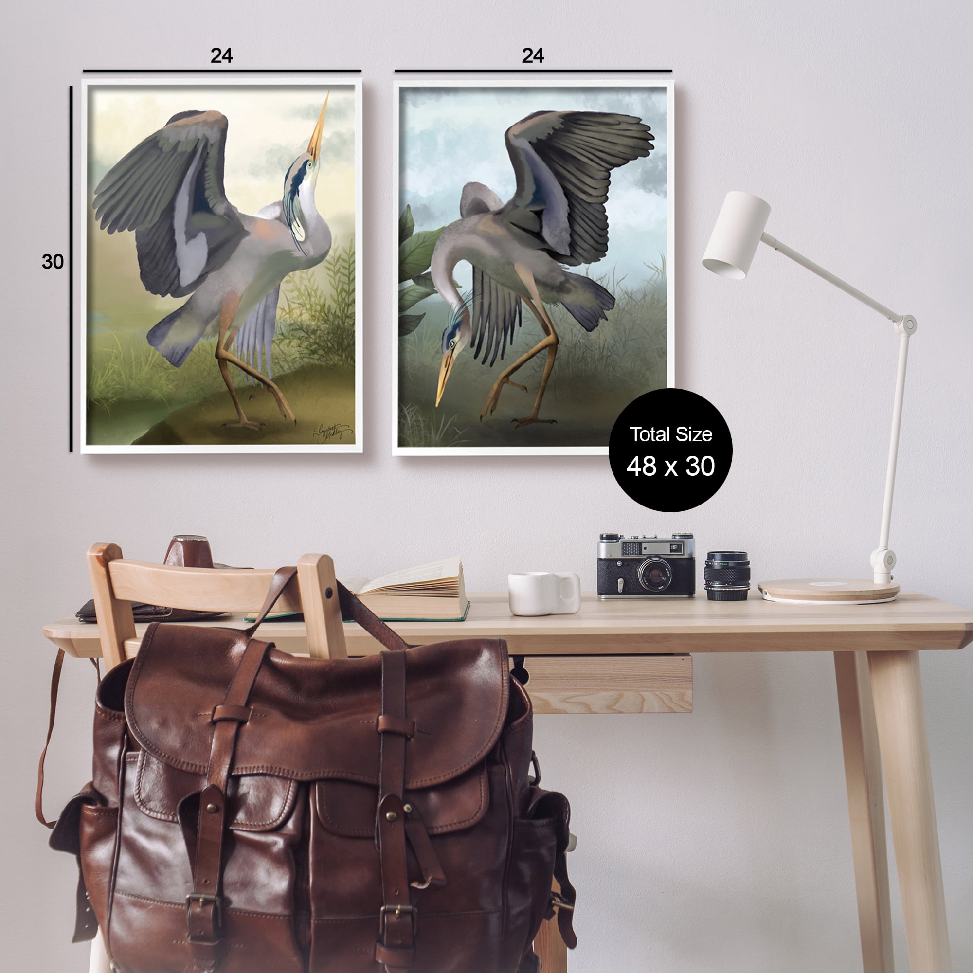 Stupell Industries Crane Dance Landscapes Animals & Insects Painting White Framed Art Print Wall Art, 24 x 30